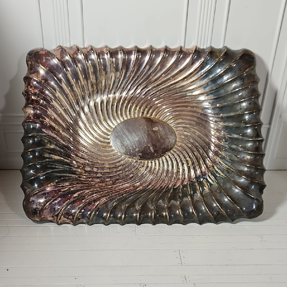 English Antique Silverplate Platter With Legs